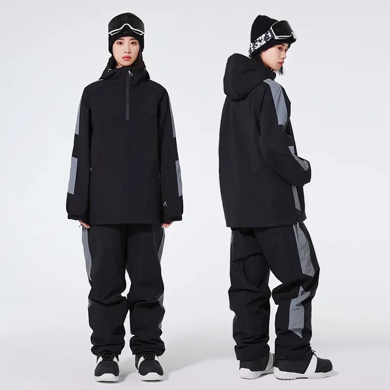 Traje de esquí impermeable para hombre y mujer, chaqueta de nieve cálida, pantalones, reflectantes, chándal de esquí ligero, conjunto de ropa de Snowboard para adultos, invierno, nuevo, 2025