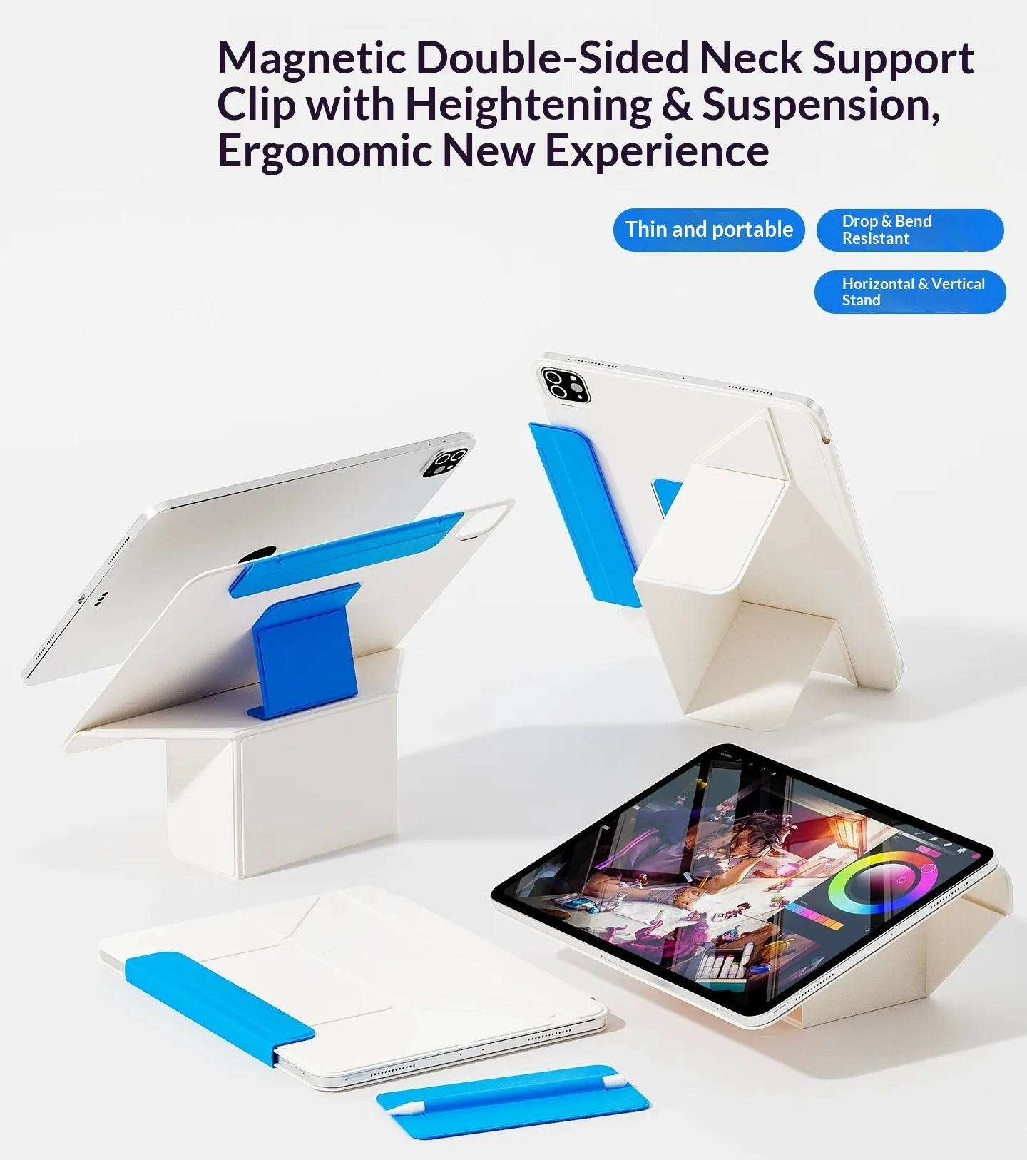 RBP Dual-Color Double-sided Clip iPad A16 11/10th Gen Case, Magnetic Stand Case,Shell iPad Air 11, Pro 11/12.9/13 Inch, Mini 67