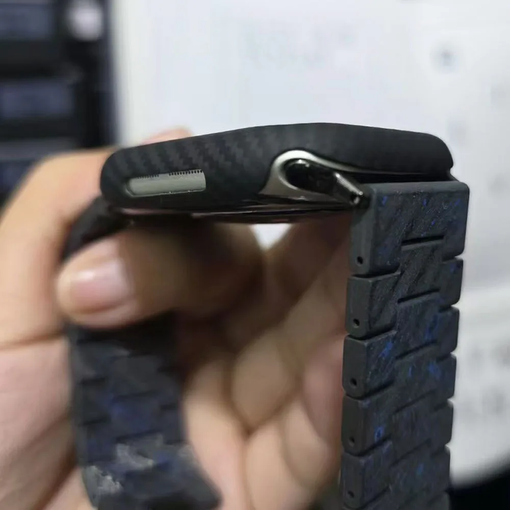 Custodia per orologio sottile in fibra di carbonio Kevlar da 46 mm 42 mm per Apple Watch S10 S11 Custodia protettiva in fibra aramidica
