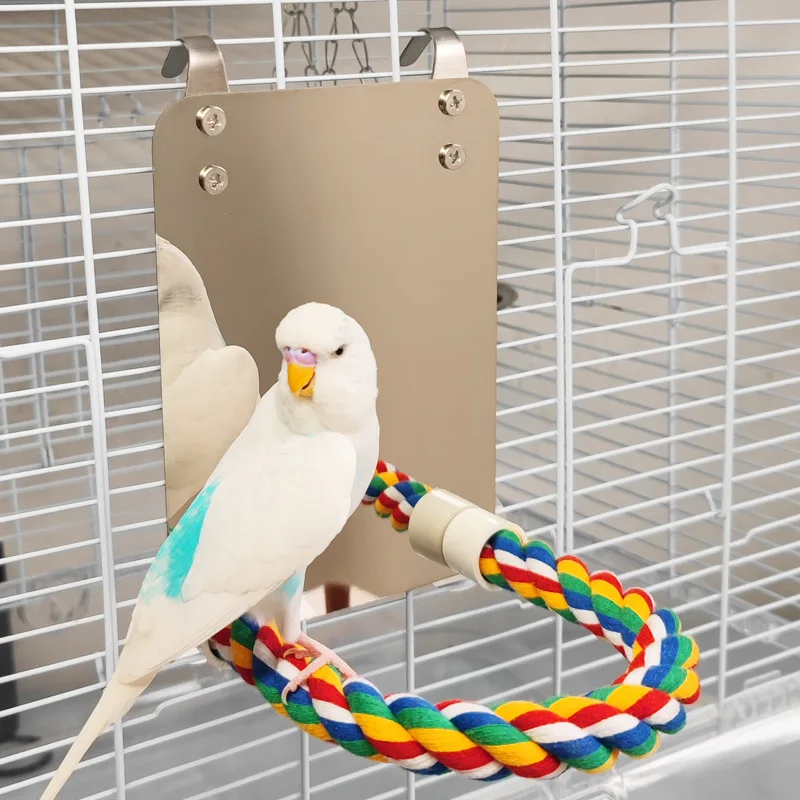 Parrot Toy Unique Portable Cotton Rope Perch Practicing Toy Hanging Stand Parrot Stand for Home Countertop Parakeet Finches