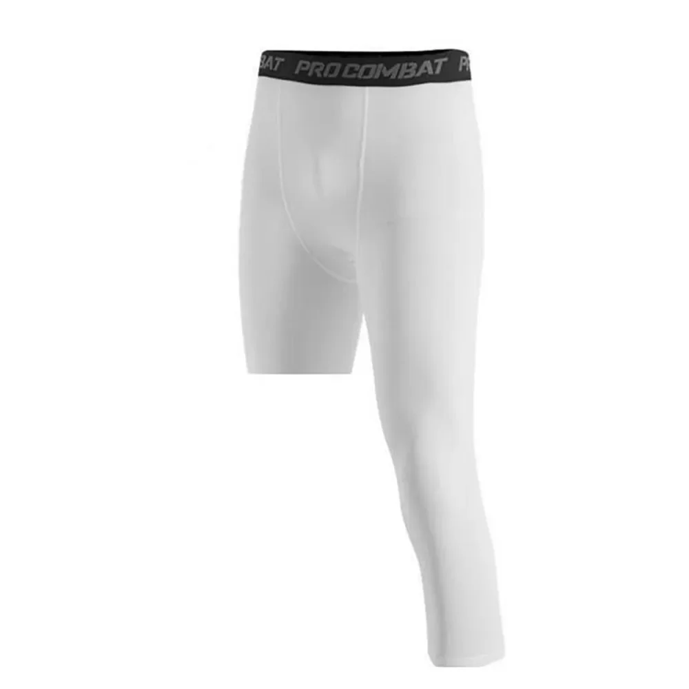 Men Compression Base Layer Running Tight Shorts Sport 3/4 Cropped Pant Leggings Gym Basketball Fitness Exercise Cycling Trousers