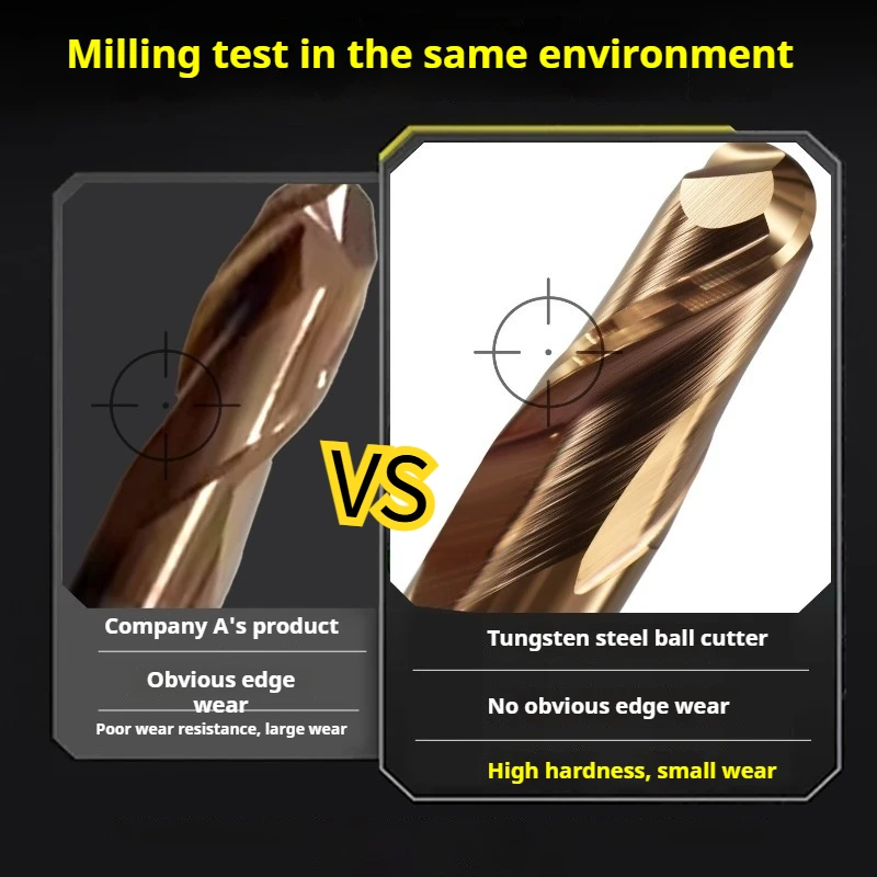 Milling Cutter Alloy Coating Tungsten Steel Tool Cnc Maching Hrc55 2 Flute Ball Nose Endmills Top Milling Cutter Machine Endmill