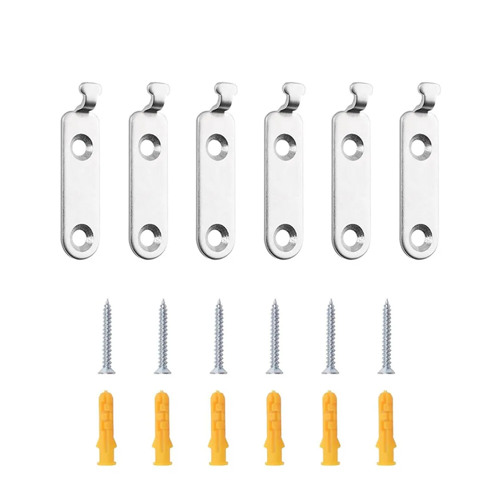 Stainless Steel Picture Hangers 6pcs Heavy Load Capacity Hooks with Drywall Expansion Anchors and Screws for Mirrors