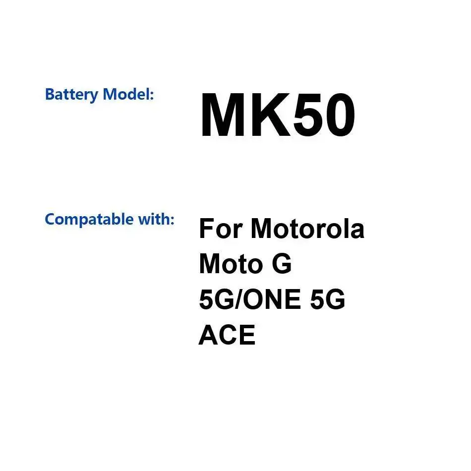 

Долговечный аккумулятор для мобильного телефона Motorola Moto G 5G One Ace MK50 5000 мАч