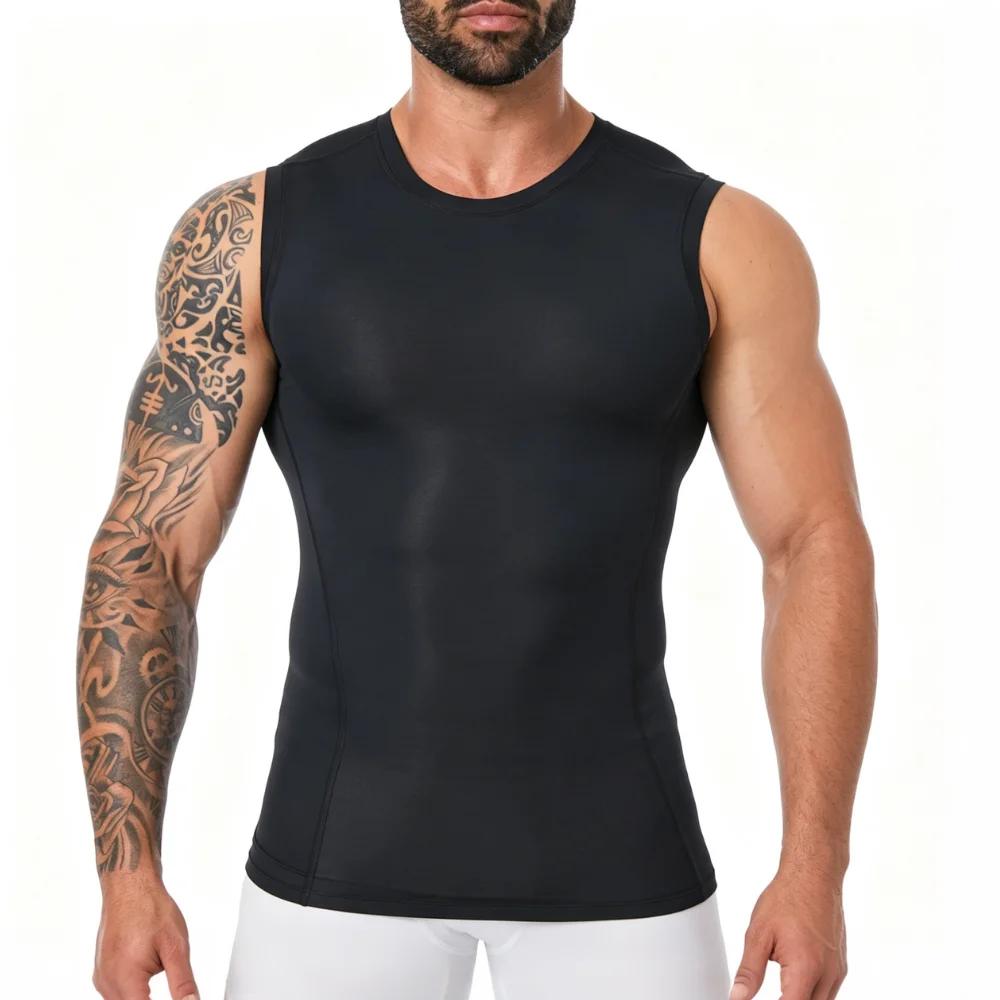 Men's Sleeveless Athletic Tank Tops, Quick Dry Breathable Base Layer, Moisture Wicking 4‑Way Stretch Gym Workout Shirts