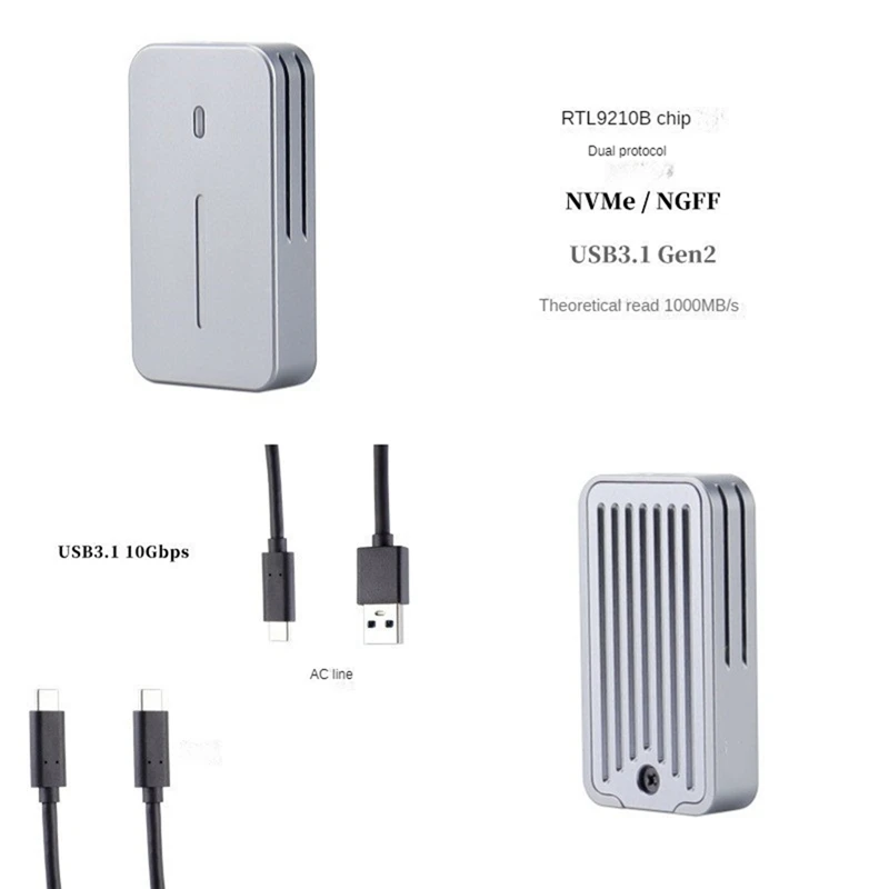 Boîtier SSD M.2 Nvme NGFF USB C 3.1 10Gbps NVcloser SATA, facile à utiliser