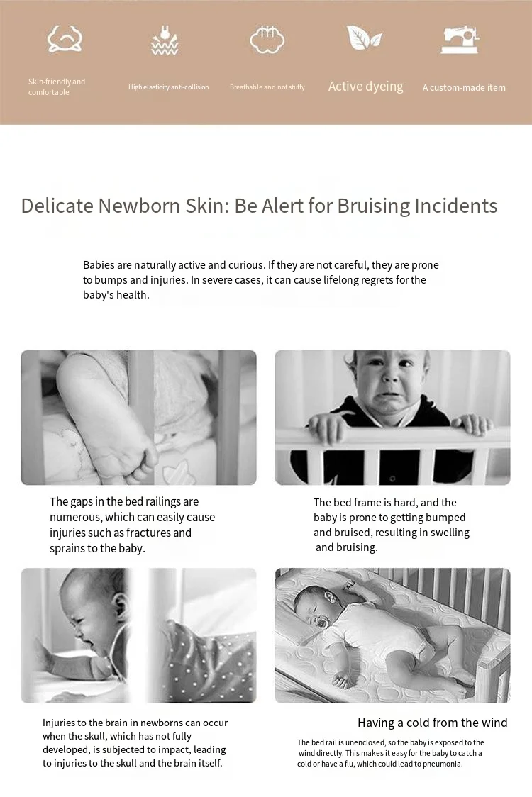 Krippe Bumpe Weiche Reine Baby Bettgitter Wrap Anti-Kollisionsstreifen für Baby Bettgitter Spleißen Bett Schutz Abdeckung Baby Bett Stoßstange – Detail 2