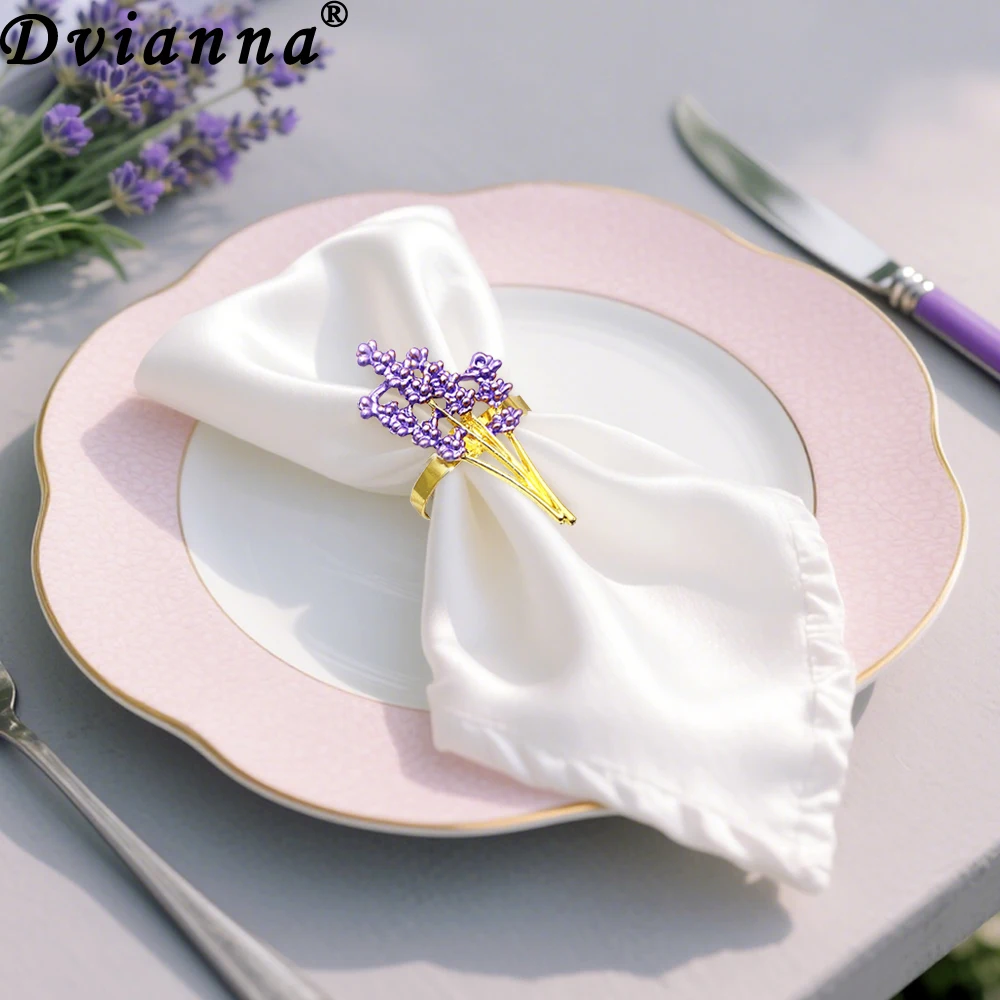 

8Pcs Farmhouse Napkin Rings Lavender Flower Napkin Rings Holder for Wedding Party Holiday Banquet Christmas Dinner Table Decor