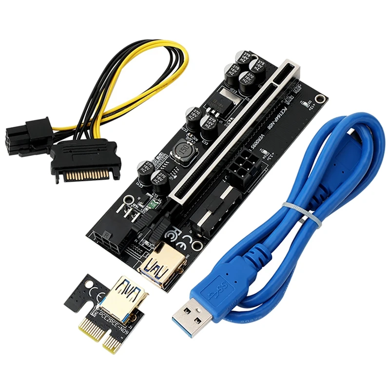 VER009S PLUS Enhanced Version PCI-E 1X To 16X USB3.0 Graphics Riser Card With 8 Solid Capacitors For BTC Mining