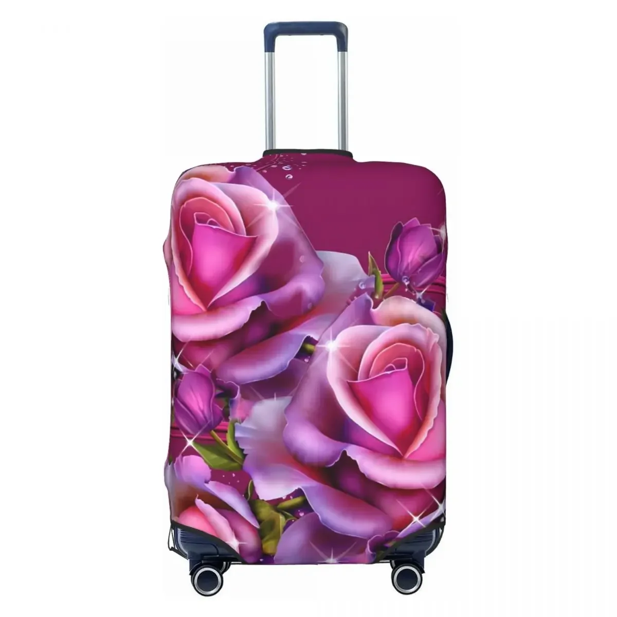 Pink Roses Printed Suitcase Cover Floral Plant 3D Cruise Trip Protector Flight Practical Luggage Case