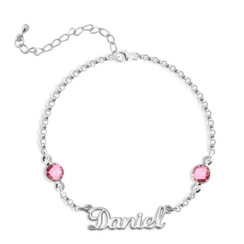 Customized Two Birthstone Name Anklets, Birthstone Anklets, Personalized Anklets, Holiday Gifts For Women, Mother's Day Gifts