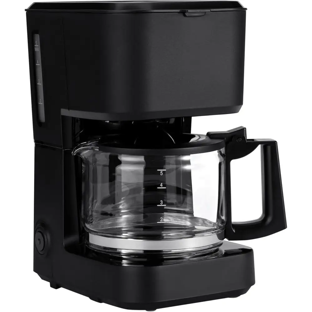 5 Cup Drip Coffee Maker with Glass Coffee Pot (0.8 Qt), Auto Shut-Off, Auto Pause, Removable Filter Basket, Matte Black