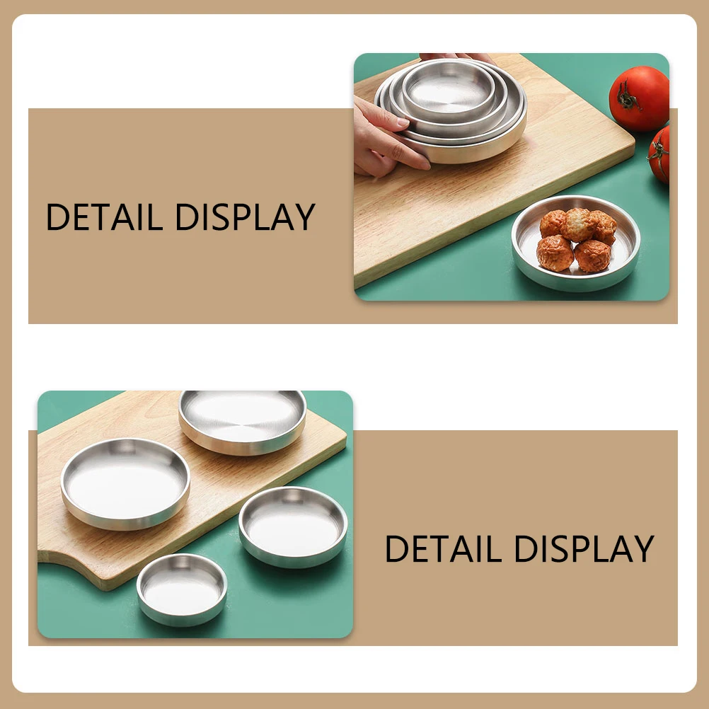 

Stainless Steel Korean Kimchi Dish Practical Round Pickle Plate for Sauce Dipping Appetizer Serving Kimchi Dish