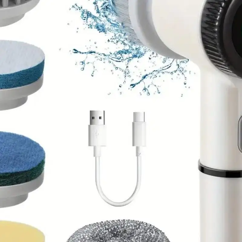

Cordless Spin Scrubber with Battery Display, 3 Speeds & 5 Heads for Bathroom, Sink, Window, Tile Cleaning