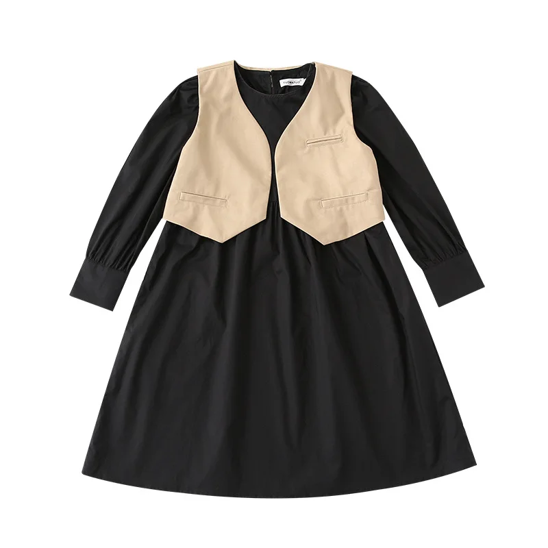 New Arrival Spring Black Vintage Vest Dress Outfits Family Matching Clothes Set Mother and Daughter Matching A-line Dresses Sets