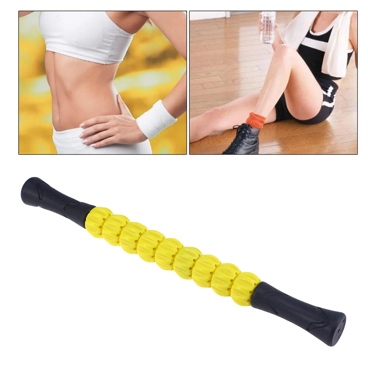 

Portable Massage Stick Muscle Roller For Sore Muscles Back Pain Relief Fast Recovery Ergonomic Handle Yellow Color