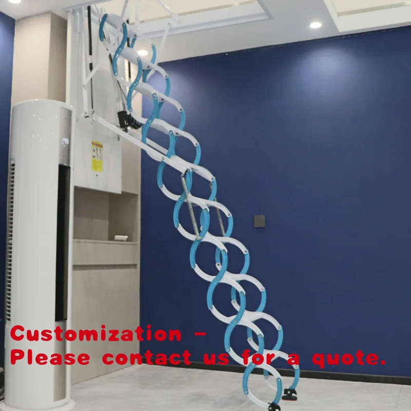 Customize.Power Coated Aluminum Alloy Telescopic Extension Ladder Foldable Stairs Modern Design 300kg Load Capacity Indoor/Outdo