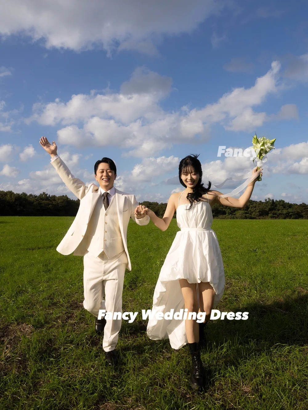 يتوهم بسيط الرسن التفتا فستان الزفاف كوريا التصوير ألف خط غير النظامية ثوب الزفاف ذيل طويل فساتين رسمية مخصصة #2