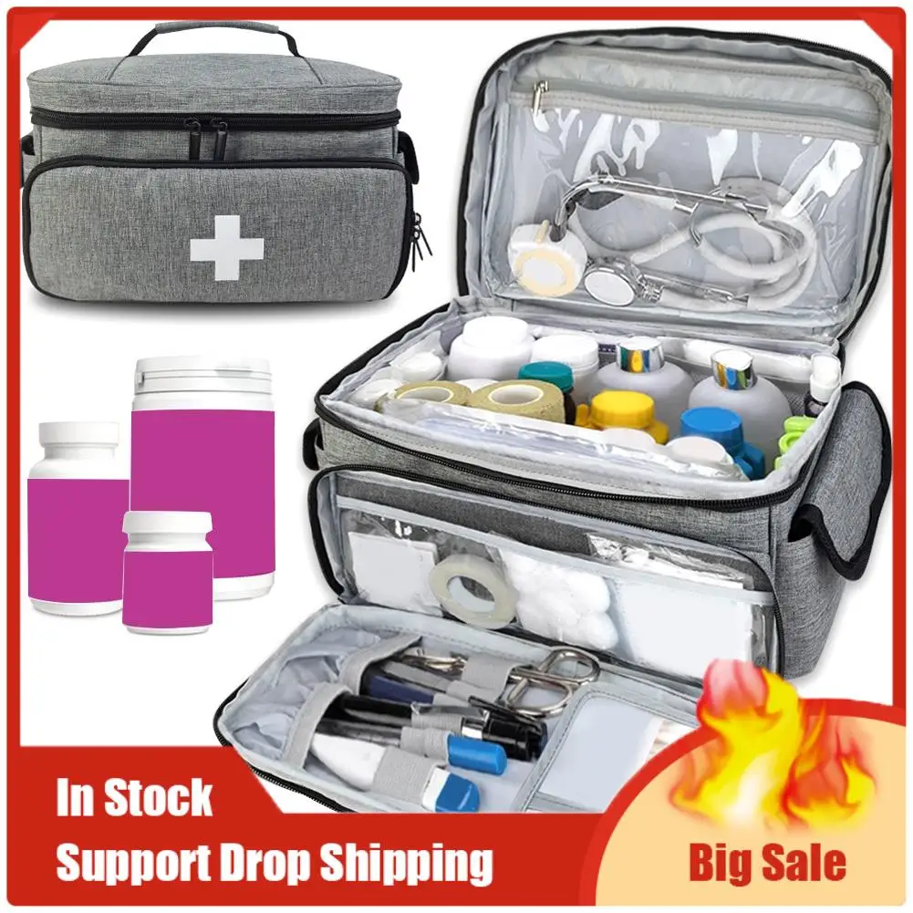 トップセール薬収納袋空のロック可能なピルボトルオーガナイザーポータブルジッパーポーチ付き薬箱家庭旅行用