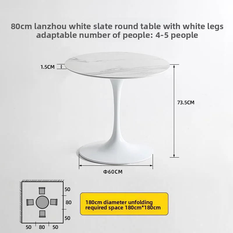 Slate dining table round modern simple small apartment restaurant white light home