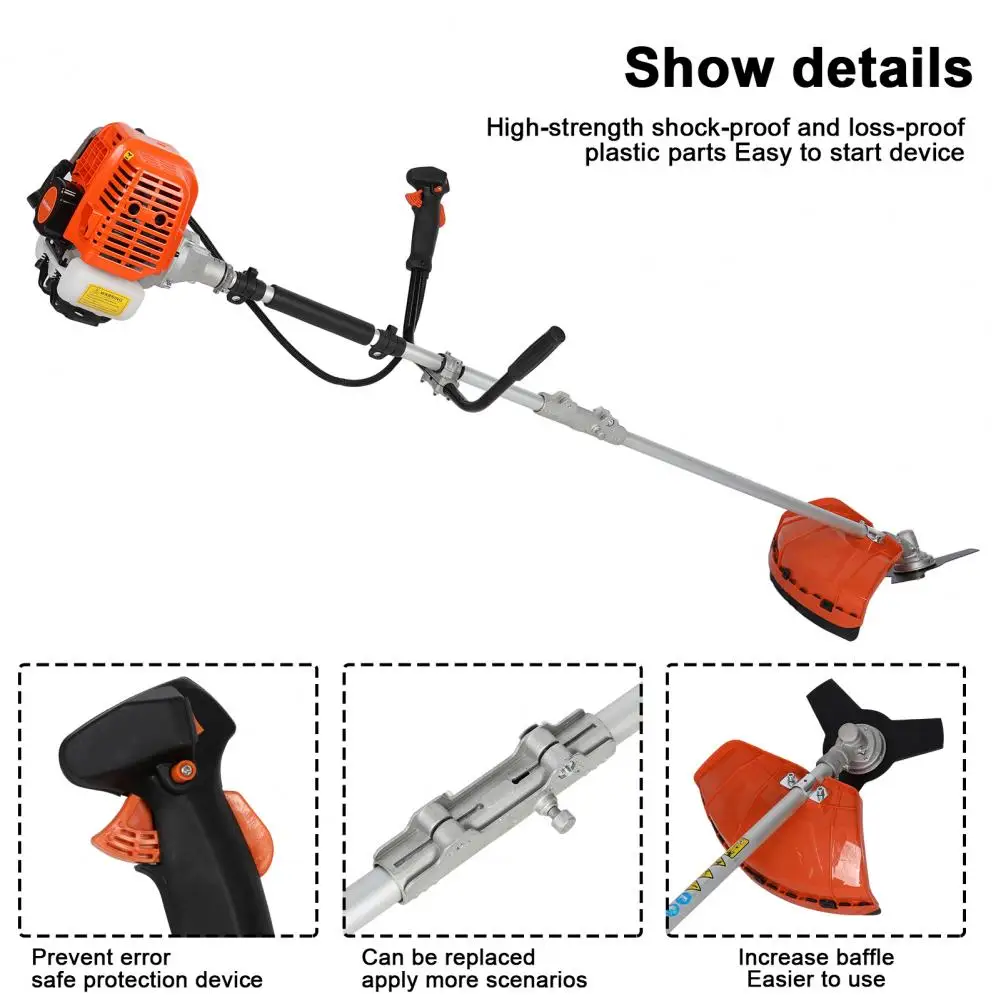 Backpack String Trimmer,2.2KW Cordless 52cc 2 Stroke Petrol Pole Hedge Trimmer Chain Saw Brush Cutter for Garden and Yard