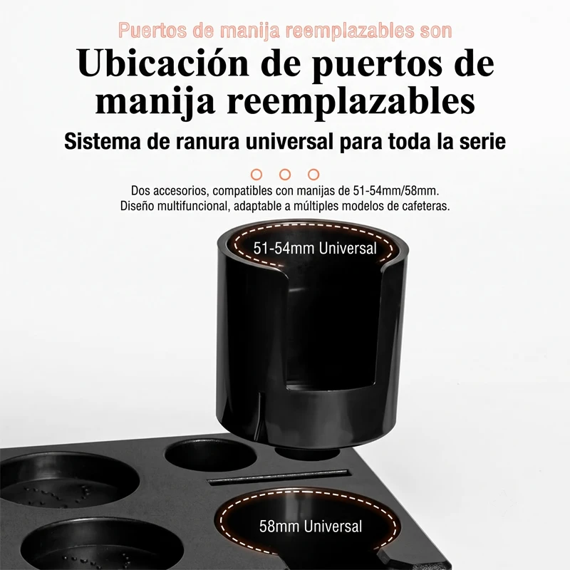 Base para prensar café en polvo, soporte para café en polvo. Se utiliza con portafiltros de café de 51, 53, 54 mm y 58 mm. Caja de almacenamiento multifuncional para máquinas de café. Accesorios para espresso. Estante para guardar herramientas de barista.