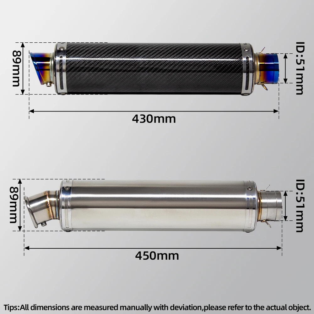 Motorcycle Exhaust Muffler 51MM Scooter Exhausts GP-89MM Tail Tube with DB Killer For SMAX155 Tricity125 NMAX125 Forza125 ADV350