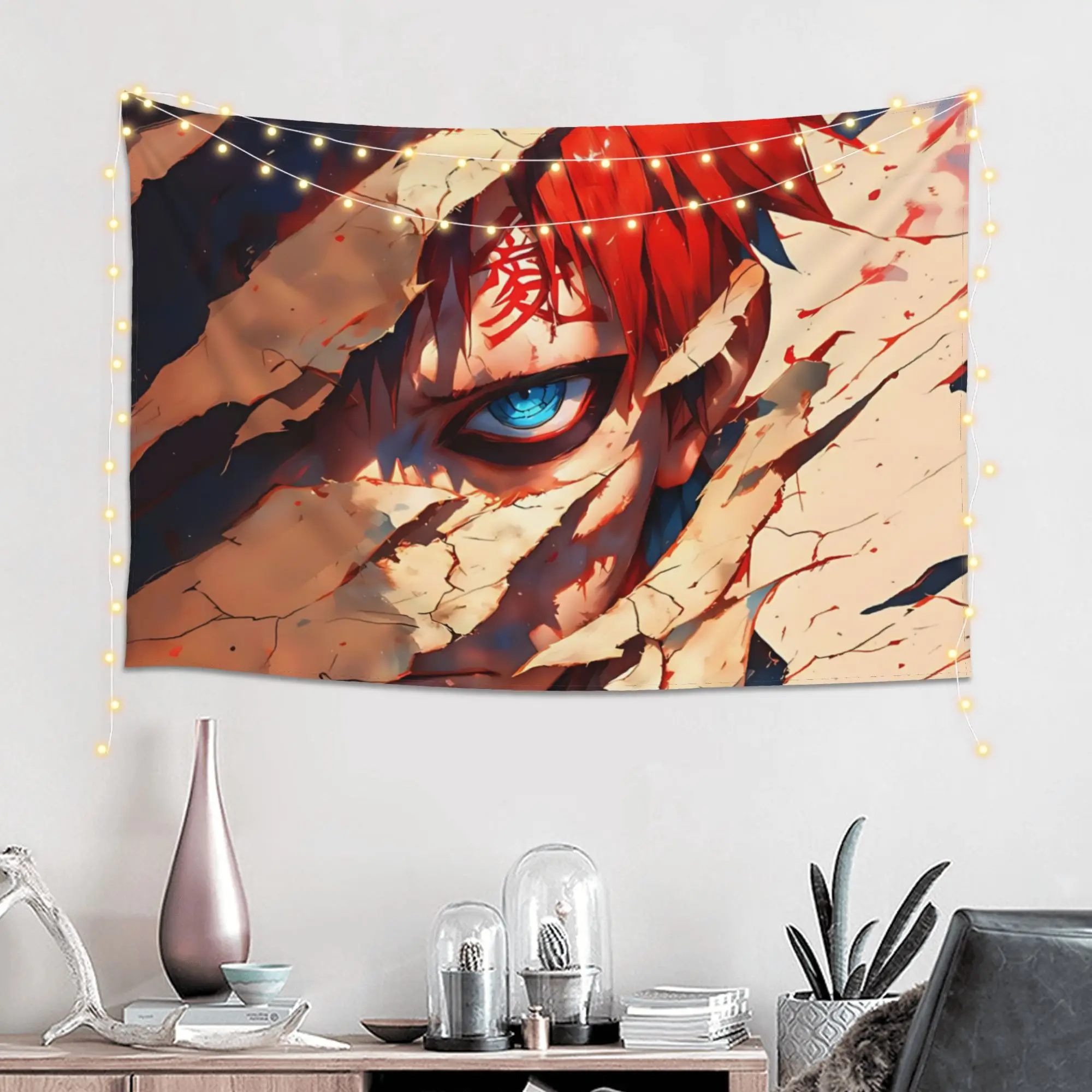Customized Naruto Shippuden Gaara Cutecore Tapestry  Wall Hanging Blanket Tapestry Home Decor Items Wall Decorations