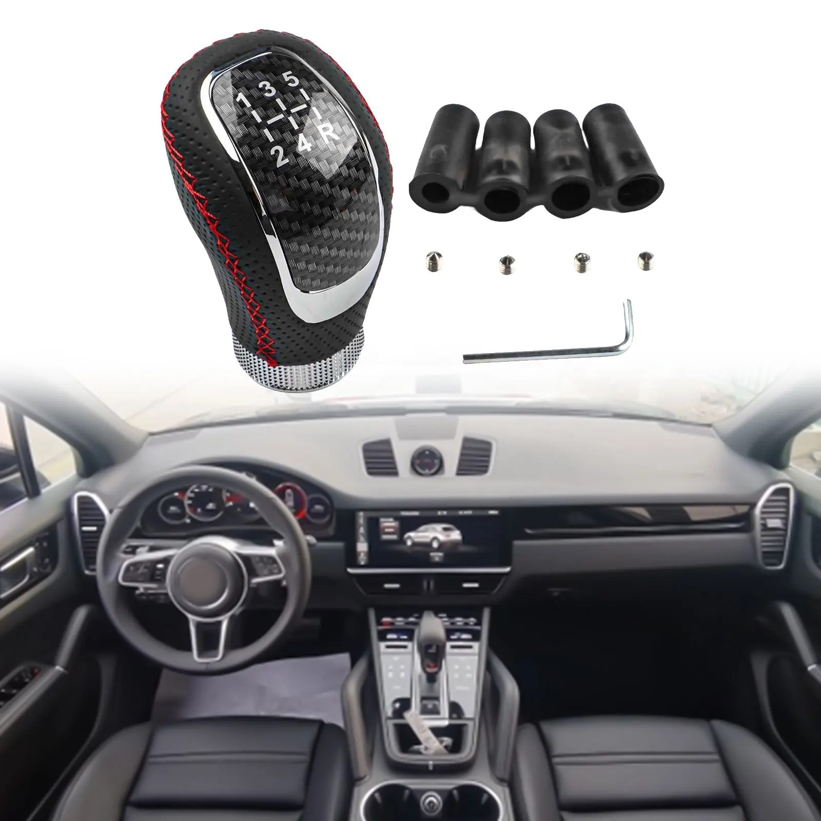 

5-скоростная кожаная ручка переключения передач автомобиля, ручка рычага механической коробки передач, совместимая с большинством автомобилей с механической коробкой передач
