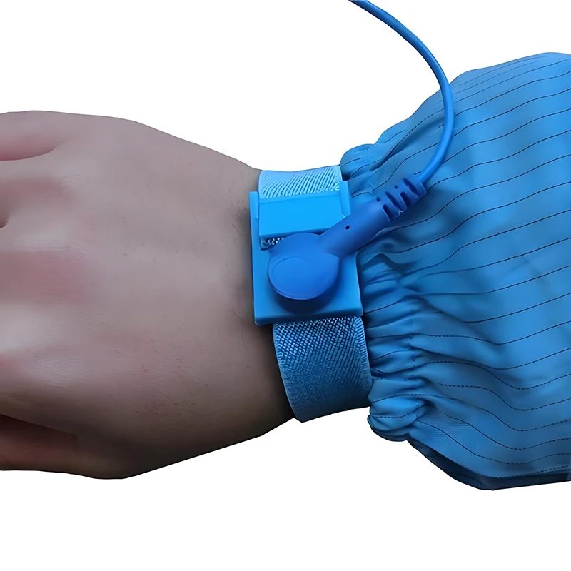 أساور حزام معصم مرنة مضادة للكهرباء الساكنة قابلة للتعديل للاستخدام الصناعي وسلك معصم ESD