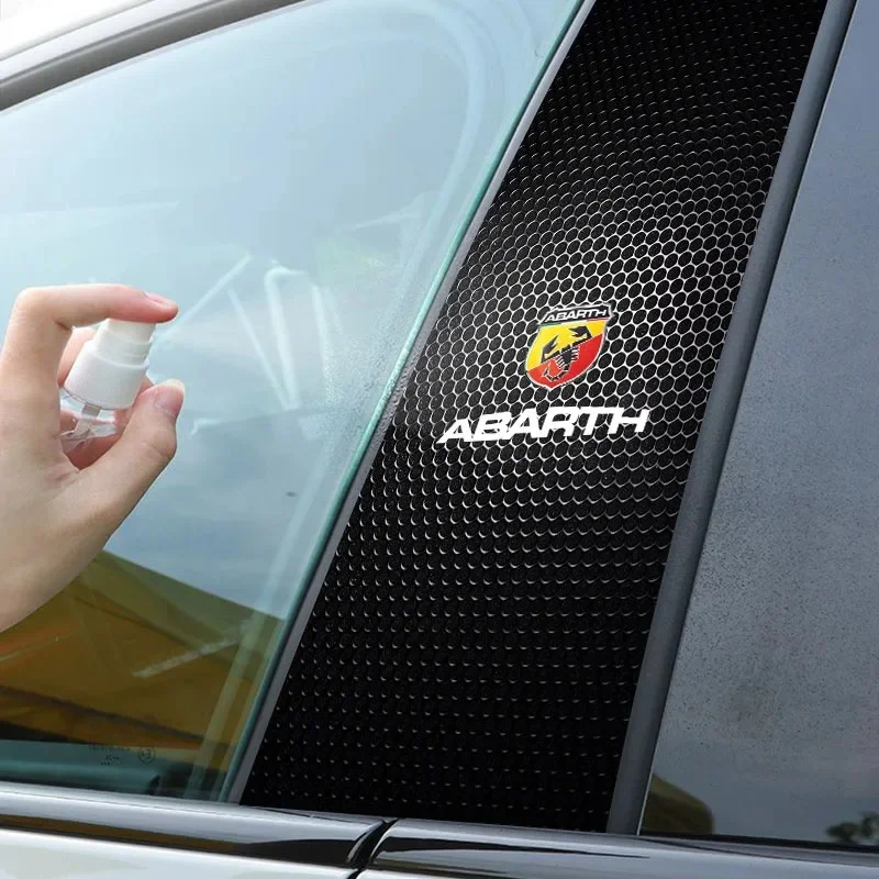 

2Pcs PET Car B-Pillar Sticker For Fiat Abarth 500 595 695, Anti-Scratch Central Pillar Decal Auto Exterior Accessories