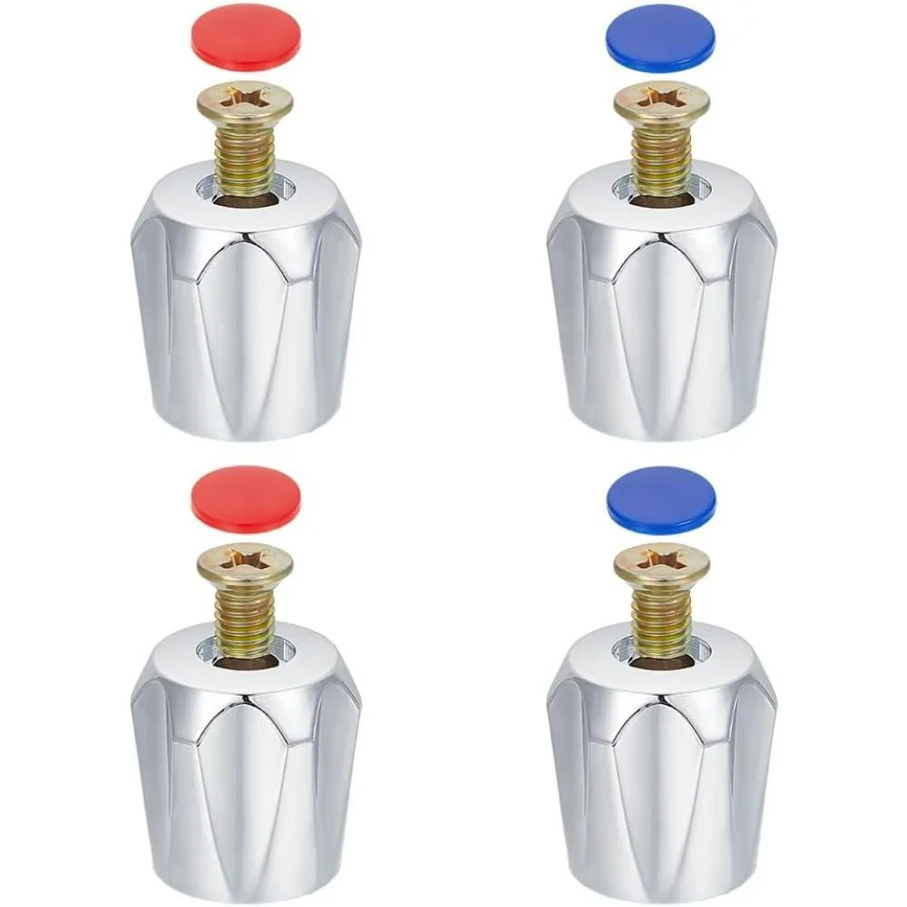 

4 комплекта, 2 цвета, ручки для смесителей из сплава, ручки для горячего и холодного смесителя, сменные ручки для раковины для дома, ванной комнаты, кухни, набор для изготовления