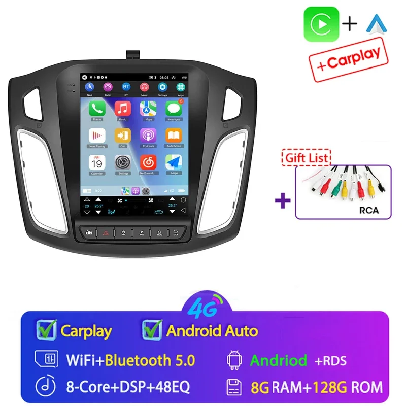 4G + WIFI Android 15 Stereo Voor Ford Focus 3 MK 3 2011-2017 2018 Auto Radio Multimedia Speler GPS 2din Carplay Auto DVD WIFI