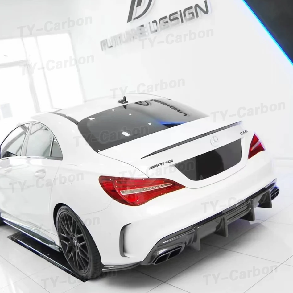 Carbon Fiber FRP Rear Bumper Diffuser For Mercedes-Benz CLA Class C117 W117 Sport CLA45 AMG 2013-2019 Rear Lip Spoiler FD Style