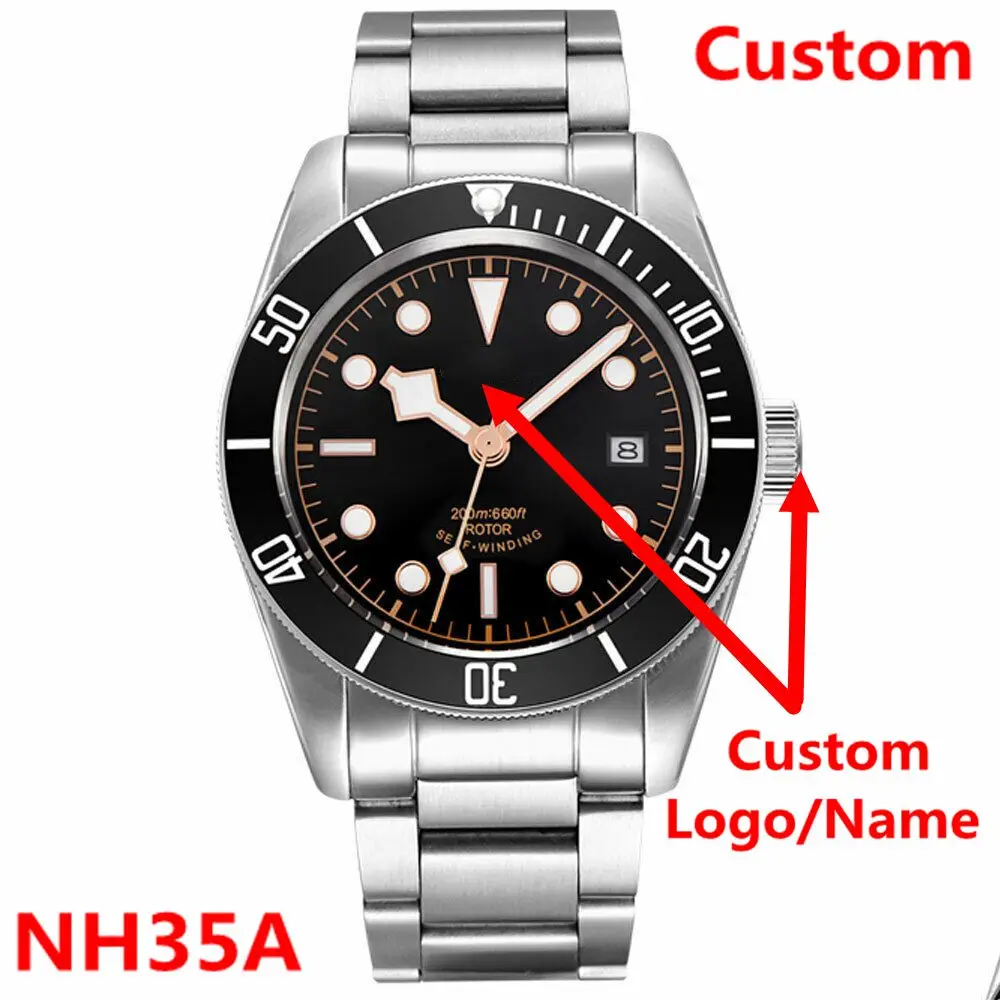 

Custom Logo Luxury Men NH35/miyota Automatic Mechanical Watch Military Luminous Dive Relogio Sapphire Mechanical Wrist Watches
