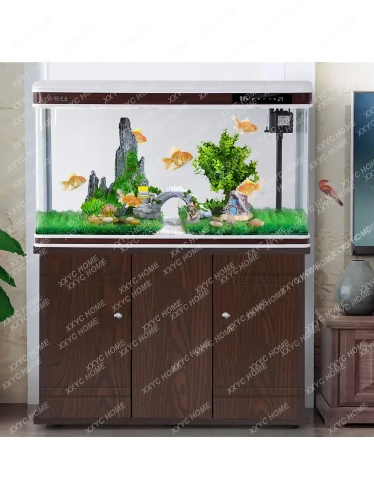 Household Desk Creative Lazy Ecological Fish Tank Free Change Aquarium Glass Rectangular drawer furniture  muebles