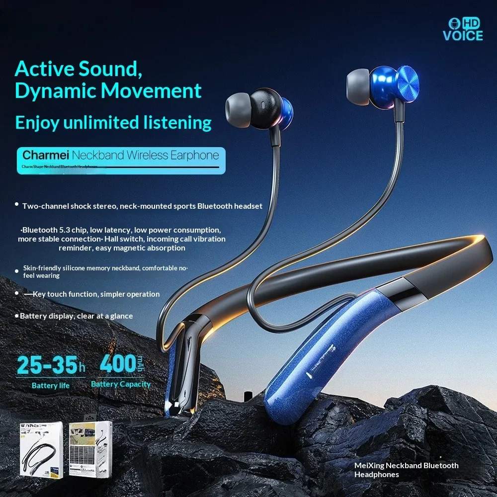 High Appearance Value Neck-hung Bluetooth Headphones 2025 New Noise Cancellation Non-In-Ear Imperceptible Wearing Ultra-Long Bat