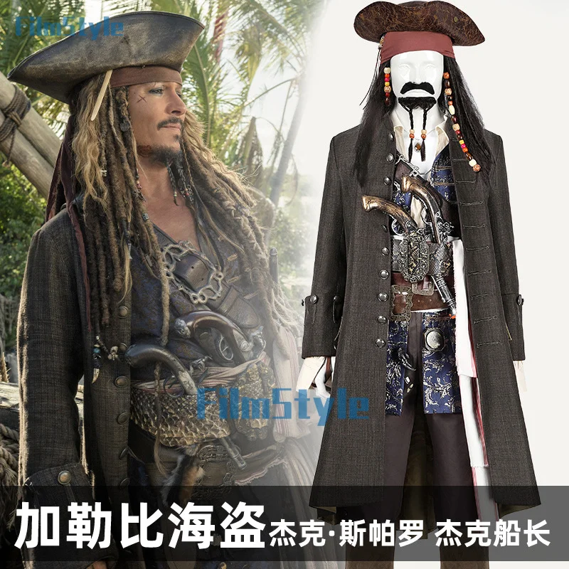 Jack Cosplay Costume Sparrow The Caribbean Cosplay Full Set Costume For Men Adult