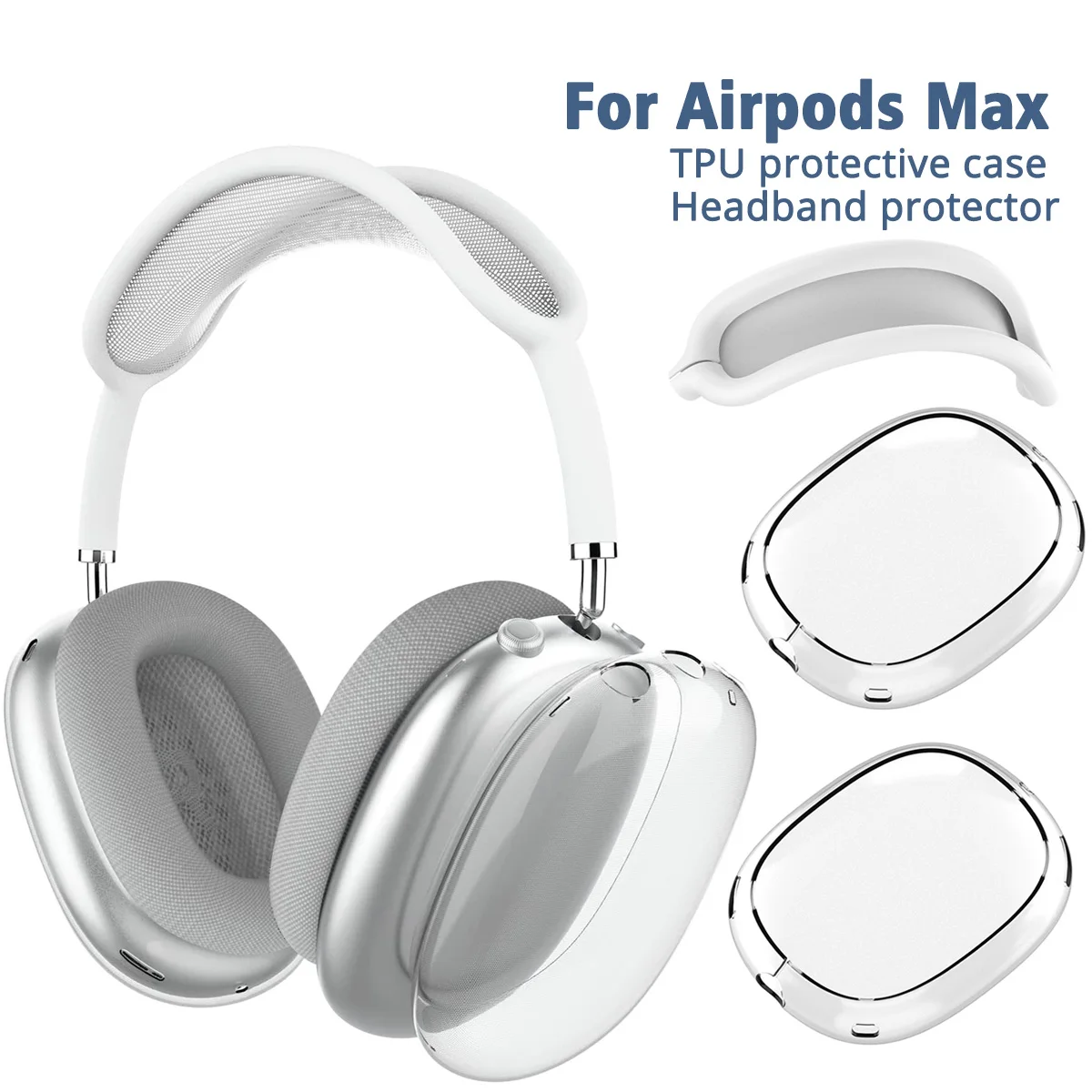 Funda transparente suave antiarañazos para AirPods Max TPU, funda de auriculares inalámbrica a prueba de golpes, Protector de funda protectora