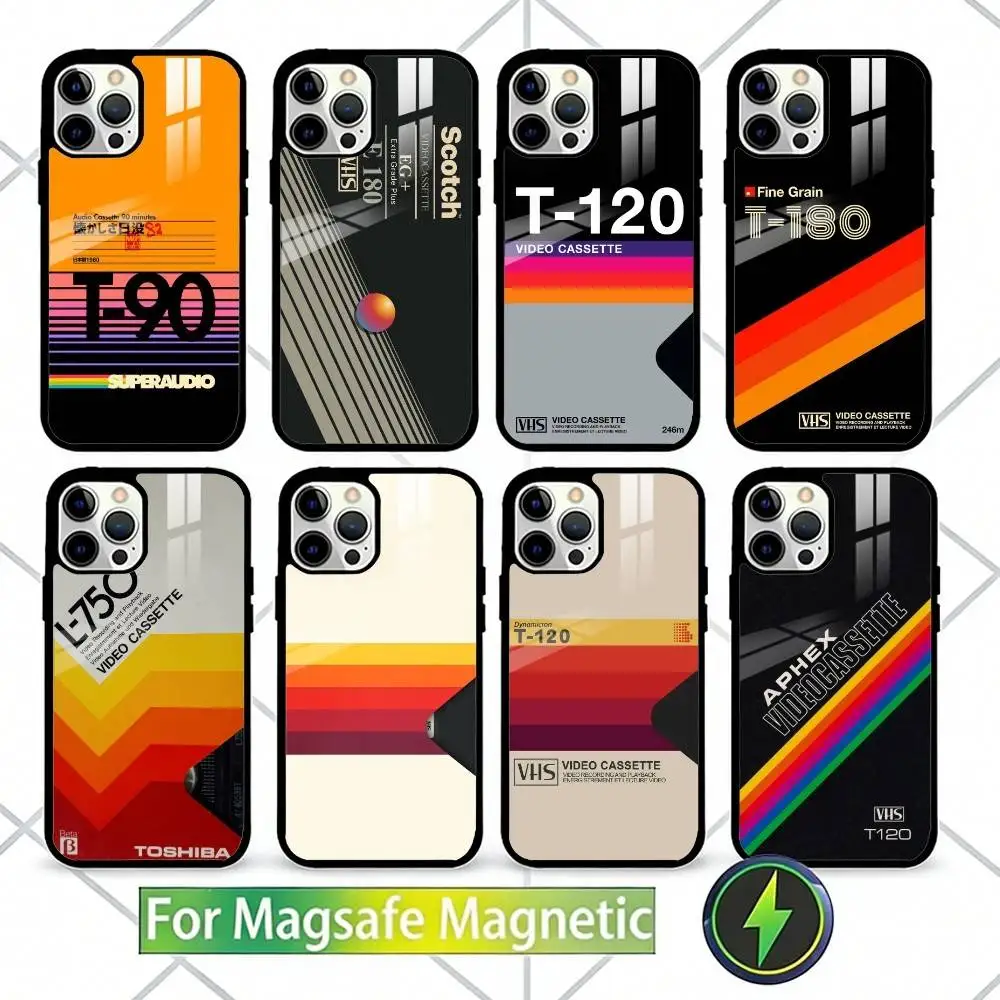 

Retro Video Tape Cassette Phone Case For iPhone17,16,15,14,13 Plus,Pro Max Magnetic For Magsafe Wireless Charging