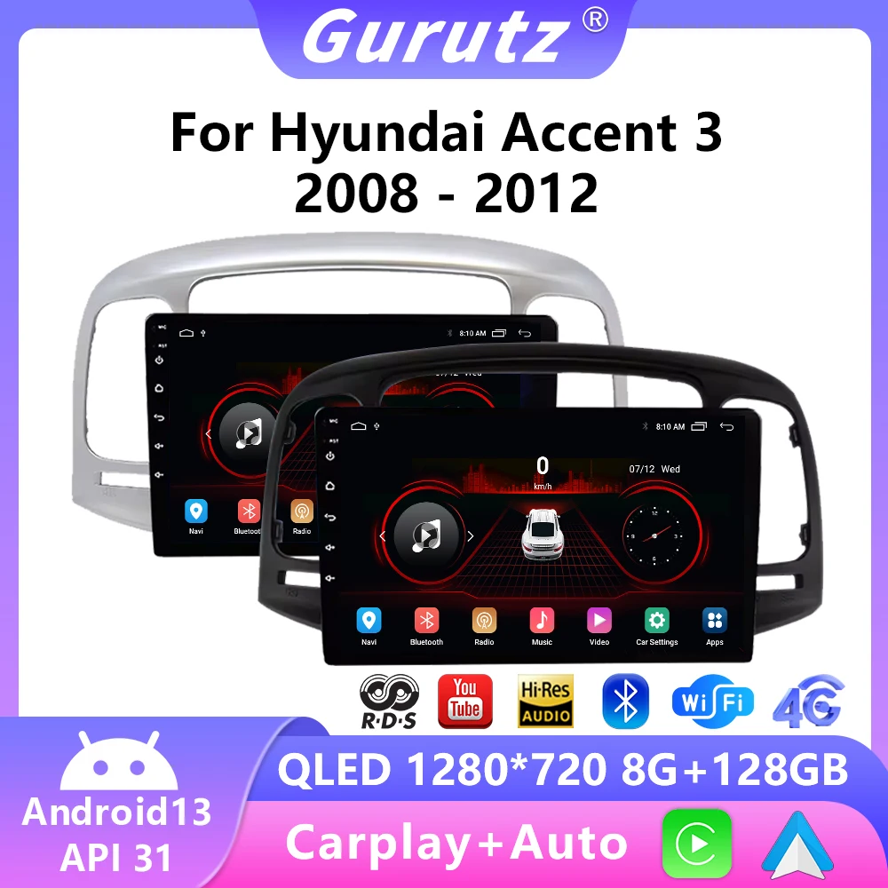 2Din Android13 For Hyundai Accent 3 2006-2011 Car Stereo Radio Multimedia Video Player Navigation GPS Carplay Auto Head Unit dvd