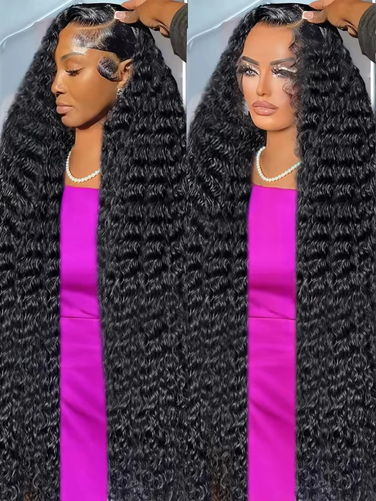 

Curly Lace Front 13x6 Deep Wave Human Hair 200 Density 13x4 Water Wave 30 40 Inch Wig Pre Plucked HD Lace Frontal Glueless Wigs