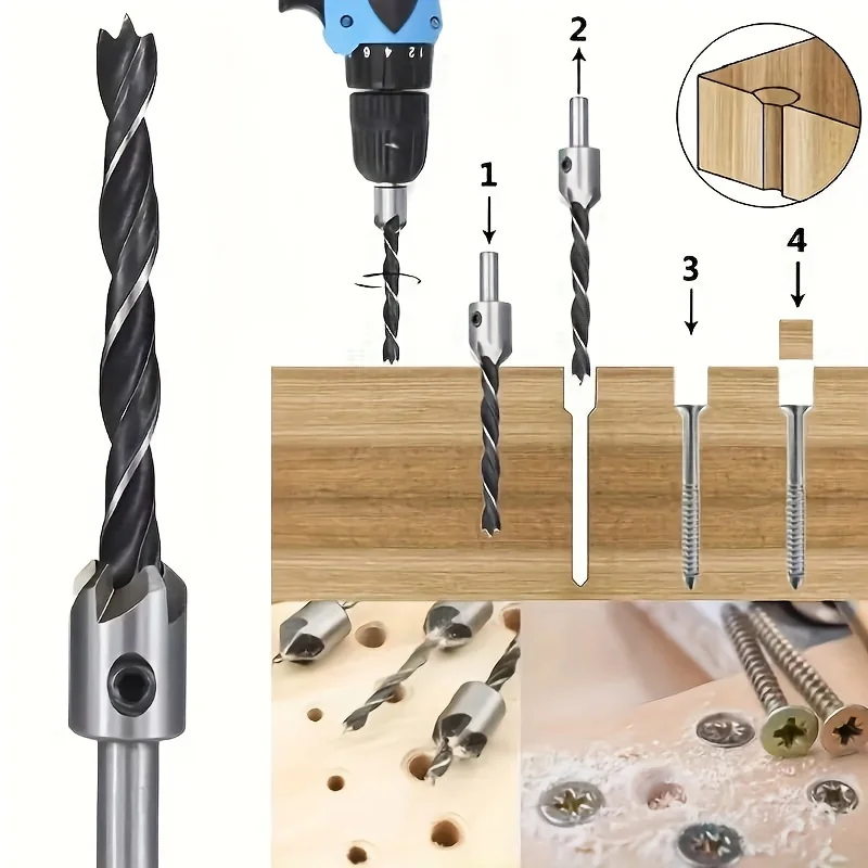 4ชิ้น/7ชิ้น Countersink set Mata Bor คว้านรูสว่านสำหรับงานไม้สว่านเจาะรูแบบเจาะรูสว่านเจาะรูงานไม้