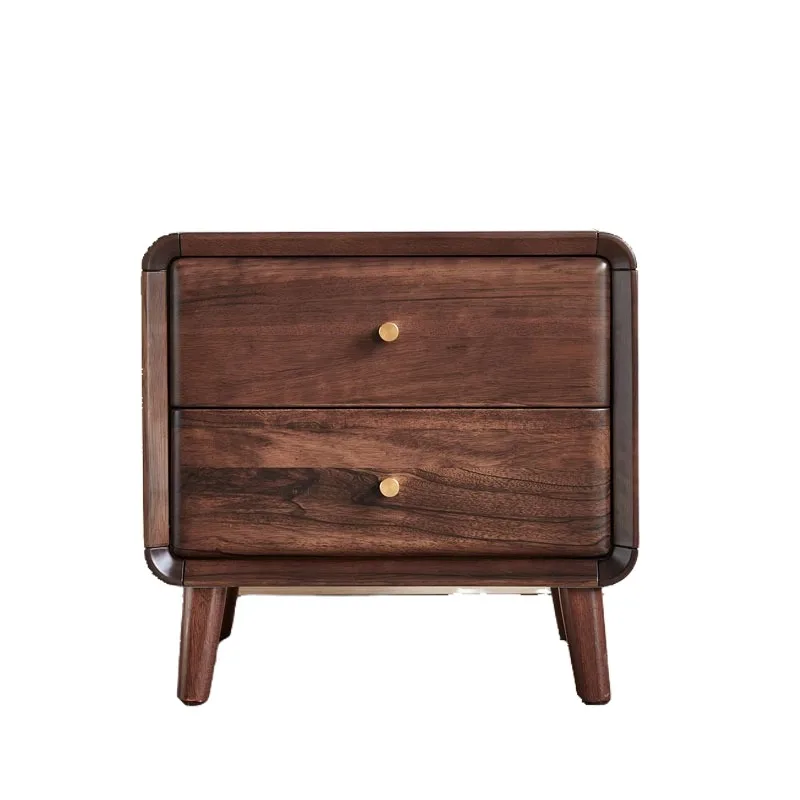 Nordic black walnut bedside table Bedroom furniture Modern simple all solid wood Bedside cabinet width 40/45/50 cm