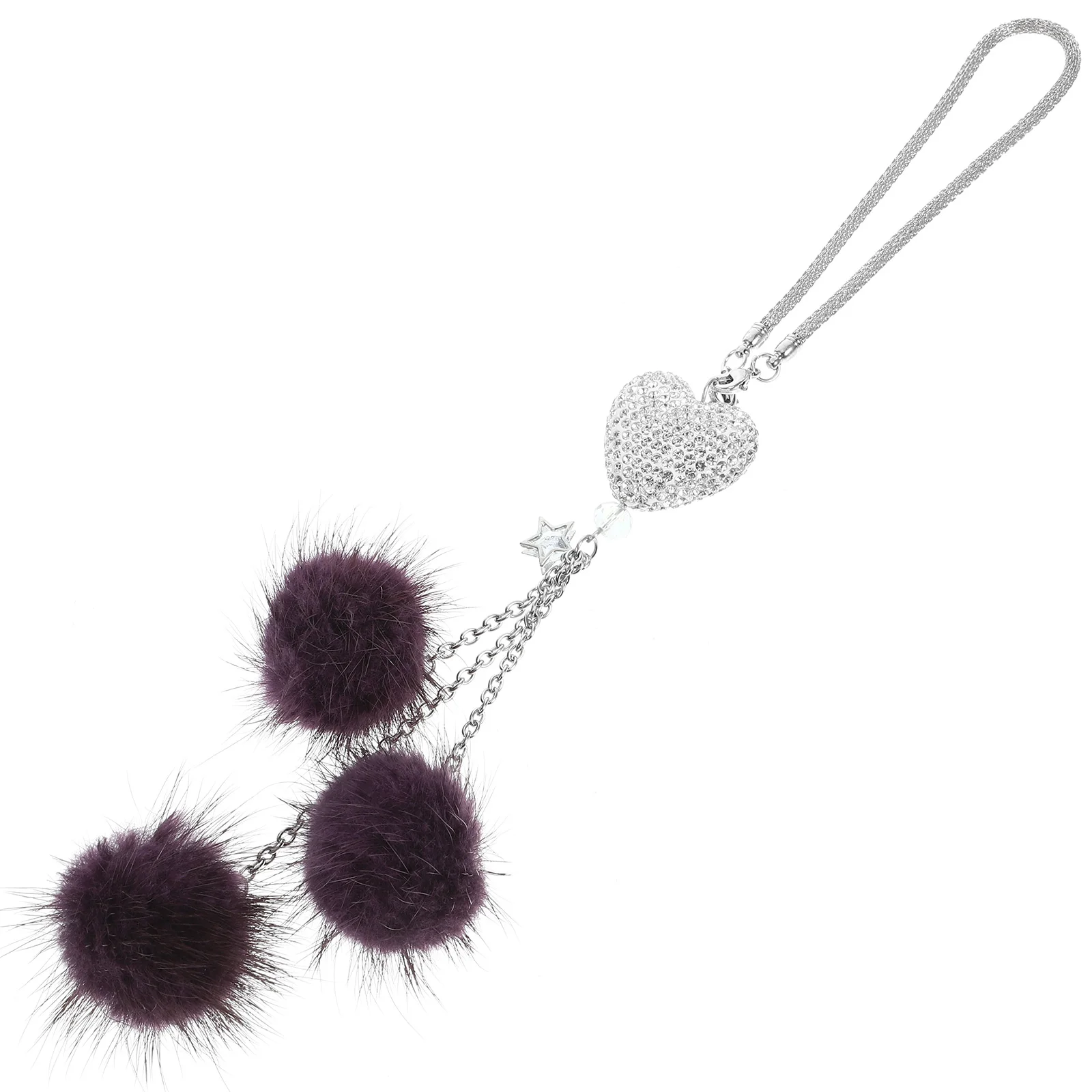 

Rearview Mirror Pendant Car Decoration Heart Shaped Purple Tassel Hanging naments for Car Interior Accessories Crystal