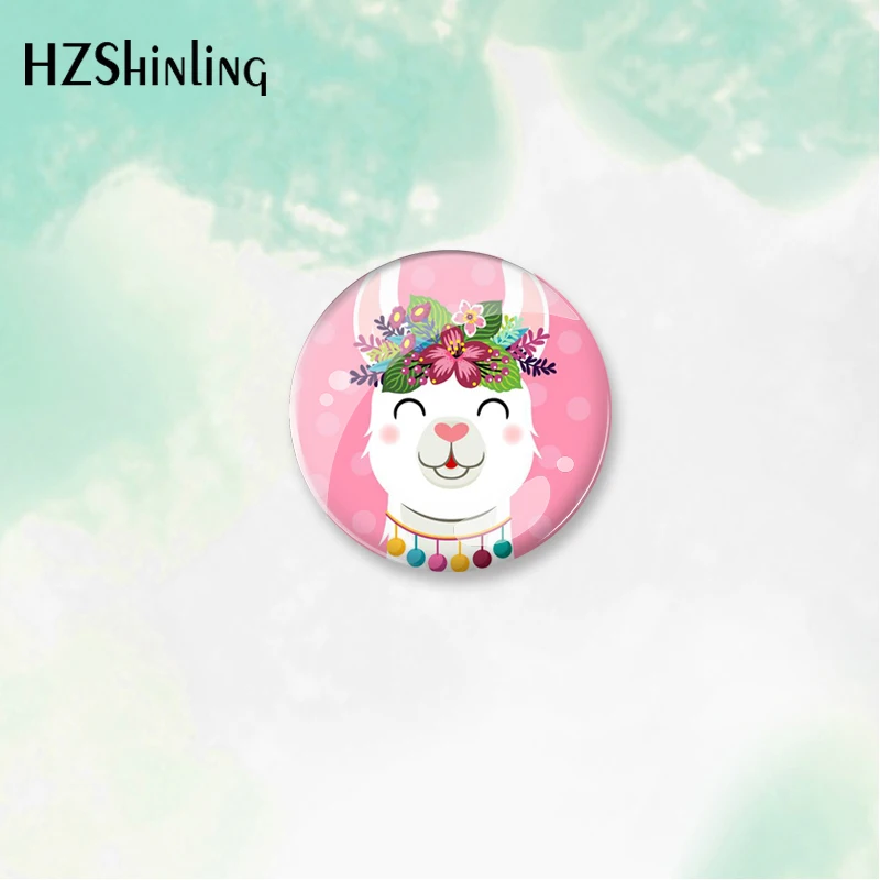 2023 Cartoon Animal Alpaca Llama Pattern round Button Badge Brooch For Clothes Backpack Decoration Pin Jewelry