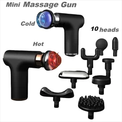 6 Gears 10 Heads Heating Cooling Multifunctional Massage Gun 10kgs Massage Force 8mm massage depth Mini Muscle Massage Gun