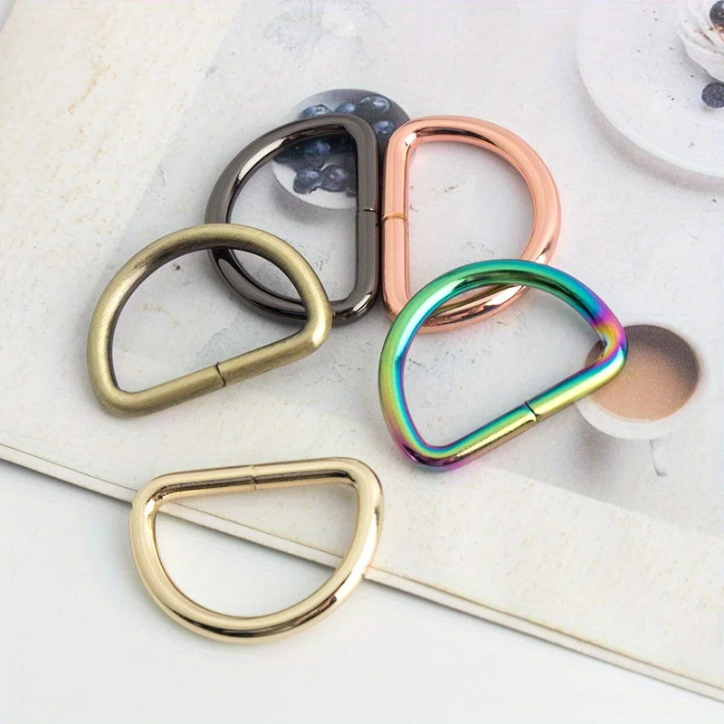 10PCS Bag metal D-ring buckle Bag strap adjustment buckle DIY hardware sewing accessories D-ring handbag webbing hook connector