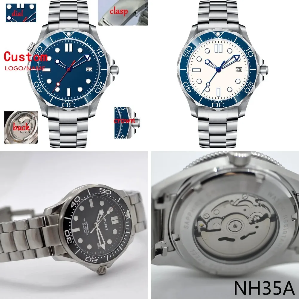 

Moq 5 units wholesale price custom logo high quality luxury watch 41mm NH35 Automatic Diving Watch for Men