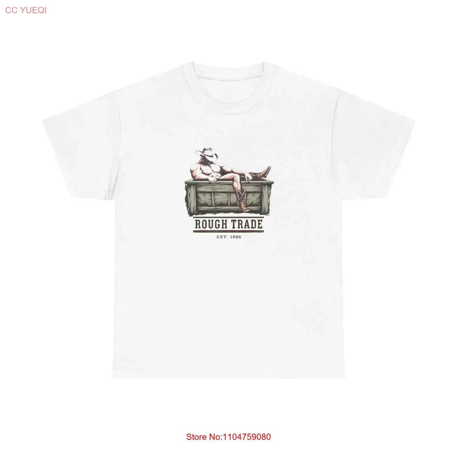Rough Trade Cowboy in Horse Trough Vintage T shirt LGBTQ Western vintage Washed Versatile designer clothes homme Comfortable